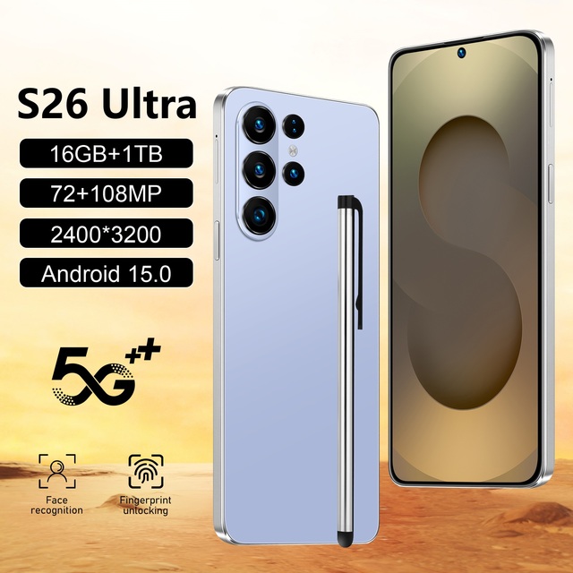 Original Unlocked S26 Ultra Smartphone 7.3 Inch Full HD Screen 16GB+1TB Android 14 108MP Rear Camera Face ID LTE CDMA Spanish