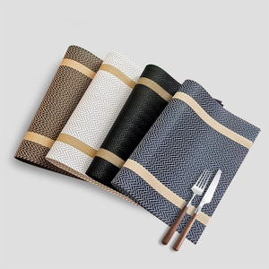 PVC Waterproof Oil Proof <b>Placemat</b> <b>Rectangle</b> Gold Thread Texture Heat Insulating Table Mat For Hotel Restaurant Use - Product Image 2