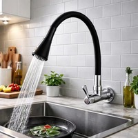 Robinet de cuisine et de salle de bain moderne FEIDU à poignée unique, à poser sur comptoir, avec bec flexible rotatif à 360 degrés, finition chromée ou noire, en céramique
