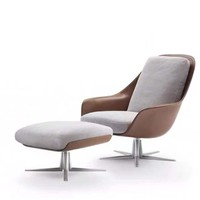 Fauteuil de salon en cuir et tissu au design moderne pour salon, chambre et appartement - Fauteuil pivotant écologique