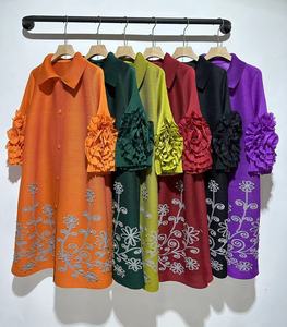 Vestidos de moda para mujer con volantes en las mangas, solapa, pedrería y pliegues de alta resistencia - Product Image 6