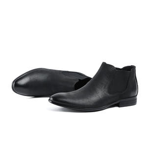 Bottes Chelsea en cuir pour hommes, en cuir de vachette, style formel professionnel, bottes Martin en cuir gravé de style anglais - Product Image 6