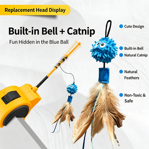 Baguette de jeu pour chat automatique - Rechargeable avec capteur de mouvement et minuterie, jouet pour chat à la catnip - Product Image 6