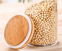 Offre Spéciale – Couvercle en Bambou de Qualité Alimentaire, Anti-fuite, Réutilisable, Texture Naturelle, pour Pot de 18,6 oz – Idéal pour le Stockage d'Aliments Secs