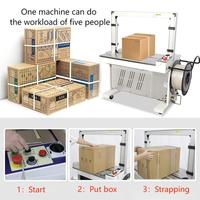Machine d'emballage automatique de ruban PP de table, machine à cerclage automatique de boîtes en carton ondulé