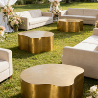 Table basse de mariage en acier inoxydable doré, design unique, minimaliste et moderne, avec finition miroir