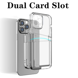Coque de téléphone transparente antichoc en TPU tendance avec double porte-cartes pour 14/13/12/<span class=keywords><strong>11</strong></span> <span class=keywords><strong>Pro</strong></span> Max/X/XR/XS Max/7/8 Plus - Haute qualité - Product Image 3
