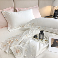 Parure de lit de luxe en coton brodé à motif floral, vente en gros d'usine, comprenant draps et housses de couette