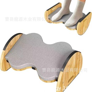 Wooden Footrest Bamboo Material Grey Cushion Office Use Freestanding Design Minimalist Style Ly 513 - Product Image 1