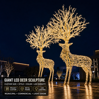Luz LED Grande con Motivo de Ciervo 2D 3D para Decoración Navideña de Calles y Centros Comerciales al Aire Libre