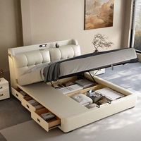 Lit de sommeil de style moderne avec tiroirs de rangement, prix de gros, excellent cadre de lit rembourré sur mesure, lit queen-size
