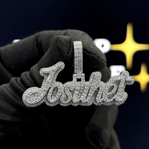 Collar con Colgante de Nombre Personalizado Estilo Hiphop, Chapado en Oro, con Letras en Moissanita, para Unisex - Product Image 4