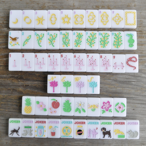Set <span class=keywords><strong>di</strong></span> Mahjong Americano Ispirato alla Sottotarga della Carolina del Sud - Lussuoso Set Singolo Bianco da 160 Pezzi Dipinto a Mano in Acrilico - Product Image 4