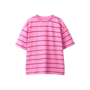 T-shirt rayé respirant à manches courtes pour garçons en coton 100 % durable avec coutures renforcées aux épaules et coupe estivale fraîche - Product Image 1