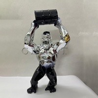 Statue de gorille Kong de boxeur, peinte à la main, en chrome doré, motif géométrique orang-outan, cœur de gorille, pour sculpture artistique, modèle d'amour