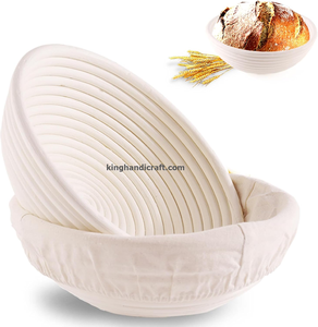 Cesta de fermentación ecológica hecha a mano para pan de masa madre, cesta de fermentación de ratán natural con forro de lino - Product Image 5