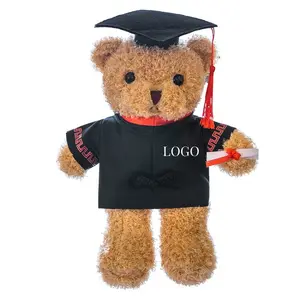 Игрушки Songshan 2024 с логотипом на заказ, подарки на выпускной, плюшевый мишка с шапочкой, плюшевые игрушки для студентов