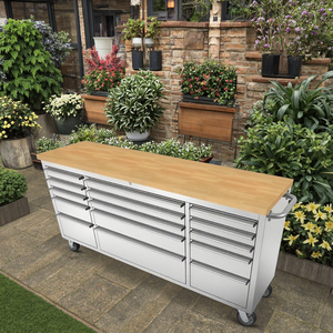 Chariot à outils en acier inoxydable robuste de 15 tiroirs de 72 pouces, armoire d'atelier de <span class=keywords><strong>garage</strong></span> de jardin, rouge, noir, argent, couleurs OEM, outil en métal - Product Image 6