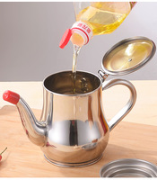 Botol minyak dapur Stainless Steel, panci minyak dapur Stainless Steel 304 ditingkatkan, Multi fungsi, botol minyak bumbu dengan Filter