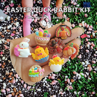 CHENXI 100 pièces Perles en résine artistiques peintes à la main, motifs Canard Lapin, pour décoration de coques de téléphone, kit DIY pour enfants, jouets et ornements de fête, cadeau de Pâques