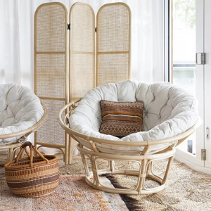 Modern <b>Round</b> Lounge <b>Chairs</b> Made of Rattan Eco-Friendly Design Waterproof Cushions Natural Finish for Living Room Outdoor Use - Product Image 6