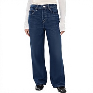 High Quality <b>Women's</b> <b>Dark</b> <b>Blue</b> Mid Waist Straight-leg Regular Fit Casual Full Length Denim <b>Jeans</b> Eco-Friendly Vintage Summer - Product Image 1