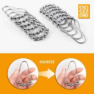 Anillo de Gancho para Cortina de Ducha de Acero Inoxidable Antideslizante, Gancho para Cortina de Baño de Deslizamiento Suave - Product Image 5