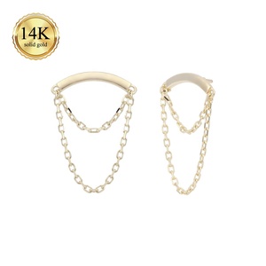 Gioiello per Piercing Corporeo Superstar Personalizzato in Oro 14k, Design con Catena <span class=keywords><strong>ad</strong></span> Arco e Sfera, Stile con Filettatura Esterna - Product Image 1