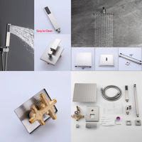 Douche de pluie carrée encastrée murale Xinxi de 10 pouces, style américain, en acier inoxydable chromé, pour usage hôtelier