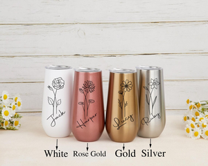 Tasse de proposition de demoiselle d'honneur en bouteille de fleur en acier inoxydable de 6oz personnalisée avec gobelet à couvercle pour les occasions spéciales - Product Image 2