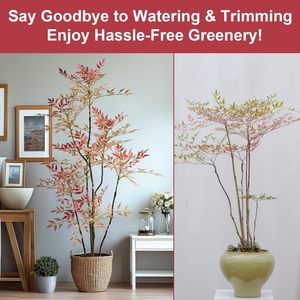 Árbol Artificial de Nandina ZMHLHYJY, Bambú Artificial Realista <span class=keywords><strong>para</strong></span> Interiores con Más de 800 Hojas, Maceta de Cemento, Decoración No Tóxica <span class=keywords><strong>para</strong></span> Hogar y Oficina - Product Image 2