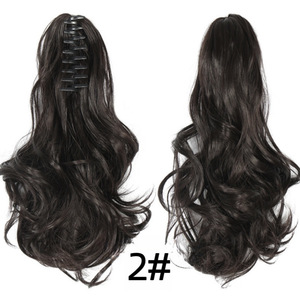 Extensions de queue de cheval synthétiques à grandes boucles, résistantes à la chaleur, avec pince, pour la vente en gros - Product Image 4
