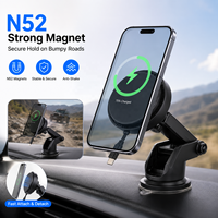 Support de téléphone magnétique sans fil 5W pour voiture avec câble Type-C rétractable, ventouse lavable et réutilisable pour iPhone
