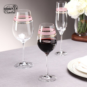 Red Wine Glass With Gold Plated Crystal Beads Party Drinkware For Adults - Product Image 2