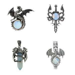 Diverses formes Dragon Charm Pendentif Guérison Naturelle Cristal Opalite Pierre DIY Collier Porte-clés - Product Image 1