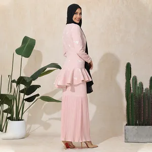 Factory Customized Muslim Dress Cotton Baju Kurung Floral Printed Blouse And Long Skirt Sets Baju Kurung Indonesia