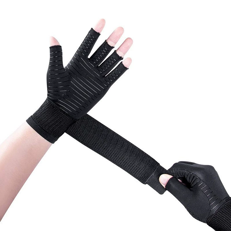 Copper Infused Compression Arthritis Gloves with Wrist Strap Comfortable and Supportive Product