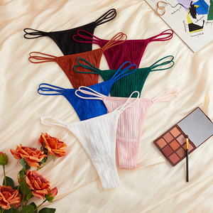 Tanga de mujer de cintura alta con encaje festoneado, de moda, ultra suave, sin costuras, esencial para el día a día, ropa interior cómoda e informal - Product Image 1