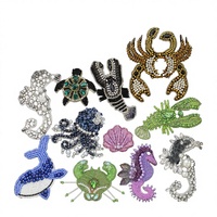 Patchs brodés faits main 3D en strass et perles, motifs crabe, homard, tortue, inspirés du monde marin, à coudre sur toile, autocollants pour vêtements DIY