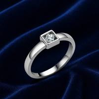 Anillo Clásico de Plata de Ley S925 con Corte Princesa y Circonita Cúbica, Anillo de Compromiso y Boda Cuadrado para Mujer, Joyería al por Mayor