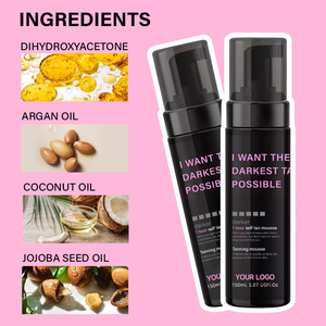 Lotion de bronzage rapide 1 heure de marque privée Kit autobronzant plus foncé Applicateur de gants autobronzants Formule de crème Ingrédients à base de plantes - Product Image 3