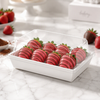 Boîte à gâteau en papier transparente blanche avec couvercle, personnalisable avec logo en relief, pour sandwichs au chocolat et aux fraises, de qualité alimentaire