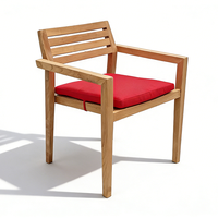 Chaise d'extérieur robuste en teck, chaise de jardin durable avec coussin, chaise de jardin avec dossier