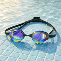 Lunettes de natation hydrodynamiques professionnelles avec verres miroir électroplaqués, conception anti-fuite, en PC et silicone