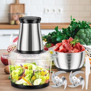 Picadora de Carne Multifuncional para el Hogar, Procesador de Vegetales 2L/3L, Acero Inoxidable, Motor Eléctrico Manual de Cobre Puro, Velocidad Variable - Product Image 1