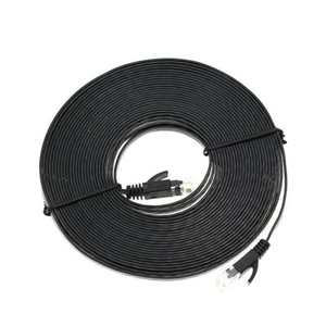 สายอีเธอร์เน็ต Cat6 สีดำแบบแบน 32AWG BC UTP RJ45 8P8C สายแพทช์คอร์ดความเร็วสูงสำหรับเครือข่าย LAN สำหรับพีซี เราเตอร์ โมเด็ม - Product Image 2