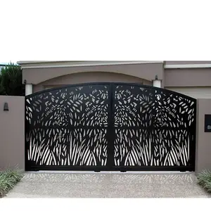 Metal çit tasarımları alüminyum lazer kesim Metal Panel çit sınır duvar kapısı tasarım demir dış kapılar