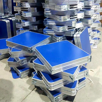 Ensemble de table de pique-nique pliable en aluminium avec 4 tabourets pliables, kit de table de camping portable pour l'extérieur, design avec rangement intégré