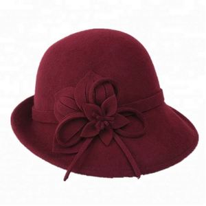100% Wool Vintage Felt Cloche Bucket Bowler <b>Hat</b> Church Winter <b>Hats</b> for Women - Product Image 5