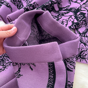 LE4688 Completo da Donna alla Moda <span class=keywords><strong>con</strong></span> Maglione Jacquard a Maniche Lunghe e Girocollo e Pantaloni Casual a <span class=keywords><strong>Gamba</strong></span> Larga a Vita Alta - Product Image 6